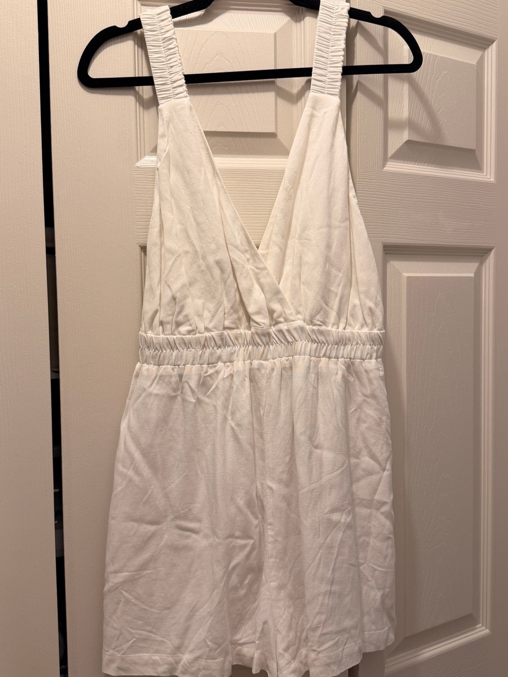 Bershka Cream Elastic-Waist Romper
